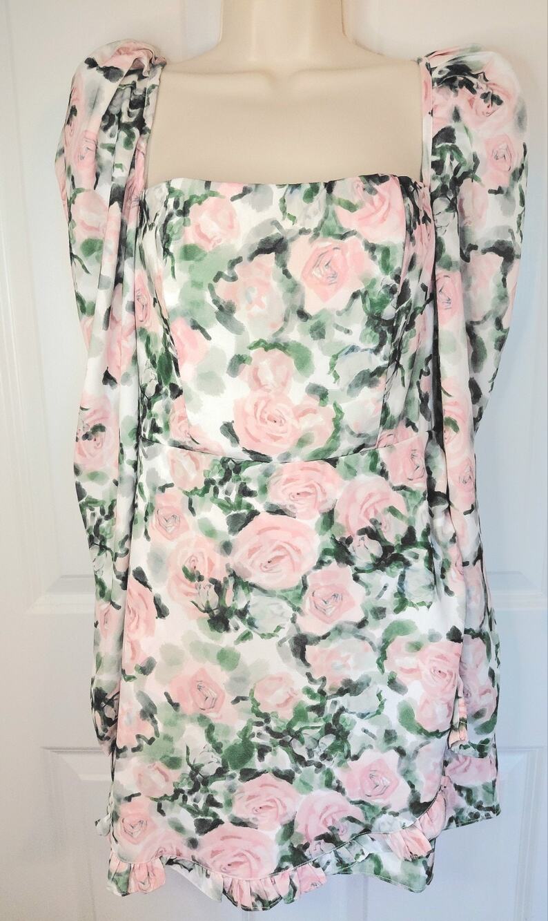 Atoir The Contessa Chateau Rose Floral Puff Sleeve Mini Dress Size L / US 8
